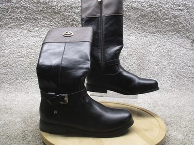 Botas Michael Michael Kors para mujer talla 4 negras altas con logotipo de equitación puño hebilla con cremallera Foto 1 de 4