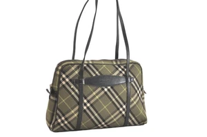 echt Burberry Blue Label Karo Schultertasche Handtasche Canvas Leder khaki 2945N - Bild 1 von 10
