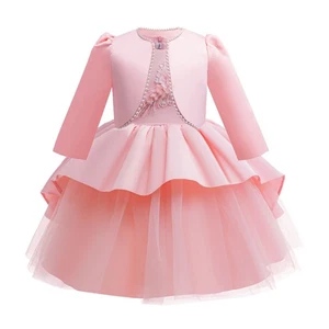 Kids Girls Christmas Party Tutu Dress Flower Sequins Ball Gown Brithday Evening - Picture 1 of 14