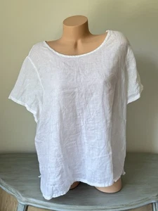 Tahari 100% Leinen hellweiß Tunika Top Damen 3X Plus Küsten Lagenlook Pullove - Bild 1 von 8