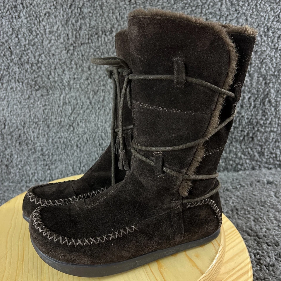 Bota de cuero Earth Kalso Montage Beaver nobuck para mujer 6,5B forrada de piel marrón Foto 1 de 4