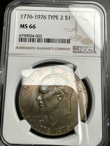 1976-P Type 2 Eisenhower Dollar NGC MS66 - Top Grade Exact Coin in Photos -003 Cover