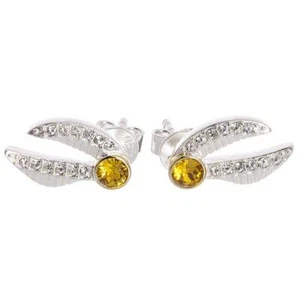 Official Harry Potter Sterling Silver Sparkly Golden Snitch Stud Earrings - Picture 1 of 3