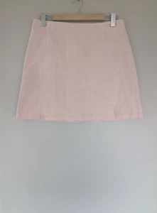 ALL ABOUT EVE Womens Skirt Sz 12 Pink 100% Cotton Denim A-Line Casual Zip Mini - Picture 1 of 6