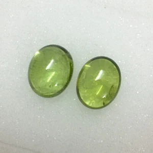 Natural green peridot oval cabochon gemstone pair good color 10.70 carat - Picture 1 of 4