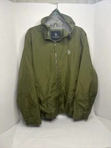 US POLO ASSN Men's Olive Green Lightweight Windbreaker/Rain Jacket Size L - Picture 1 of 12