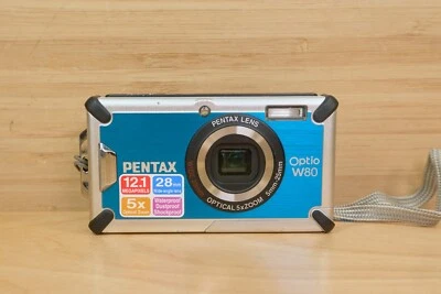 Pentax Optio W80 Waterproof 12MP Digital Camera – Tested & Working, Blue - Image 1 of 4