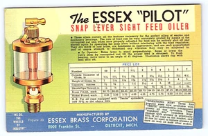 Essex B rass Corp Detroit Michigan Essex Pilot Oilers Pilot Postcard A764 - Picture 1 of 2
