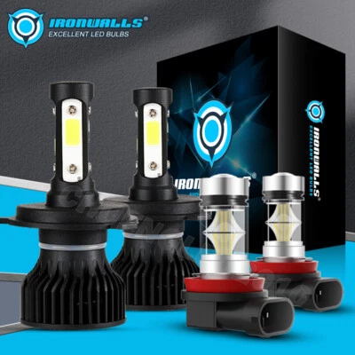 For Nissan Versa 2007-2019 4 Sides H4 H11 LED Headlight High Low Beam Fog Lights - Image 1 of 4