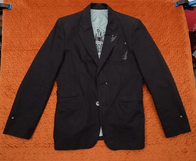 Chaqueta Blazer JACK & JONES VINTAGE Para Hombre Algodón Rayas Negra Talla L Foto 1 de 4
