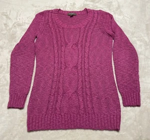 Tommy Bahama Fisherman Sweater Women's Medium Pink Cable Knit Long Sleeve Linen - Picture 1 of 6
