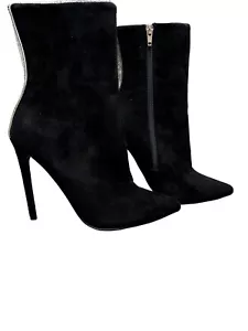 NWT Steve Madden Black Suede Boots with Rhinestone Back. Size 7 - Picture 1 of 7