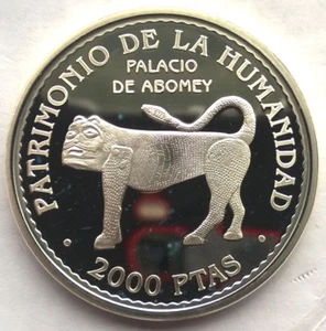 Spain 1997 Abomey Lion 2000 Pesetas Silver Coin,Proof - Picture 1 of 2