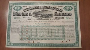 Cincinnati, Indianapolis, St. Louis & Chicago Railway Bond Aktienzertifikat - Bild 1 von 1