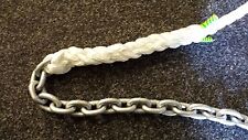 10mm 3 strand white nylon rope spliced to 6mm galvanised short link chain