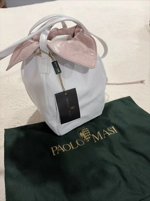 Paolo Masi итальянская кожа бабочки сумка с короткими ручками Дамская сумка розовый белый, 8 x 14 дюймов - Изображение 1 из 4