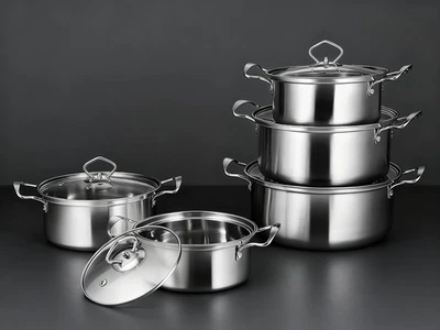 5-Pieces Stainless Steel Cookware Set Nonstick Pots Pans Skillet Wok Kitchen Coo