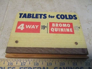 VTG Antique Wood Advertising Sign Bromo Quinine Tablets For Colds General Store - Picture 1 of 4