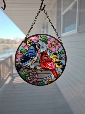 Amia Stained Glass Look Sun Catcher Bird 4 1/2" - Image 1 of 3