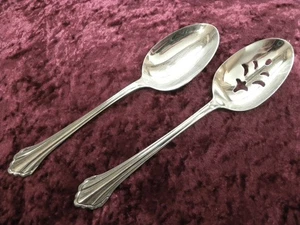 CLARETTE Lg Serving Spoon & Pierced Serving Spoon Oneida Community Stainless - Picture 1 of 3