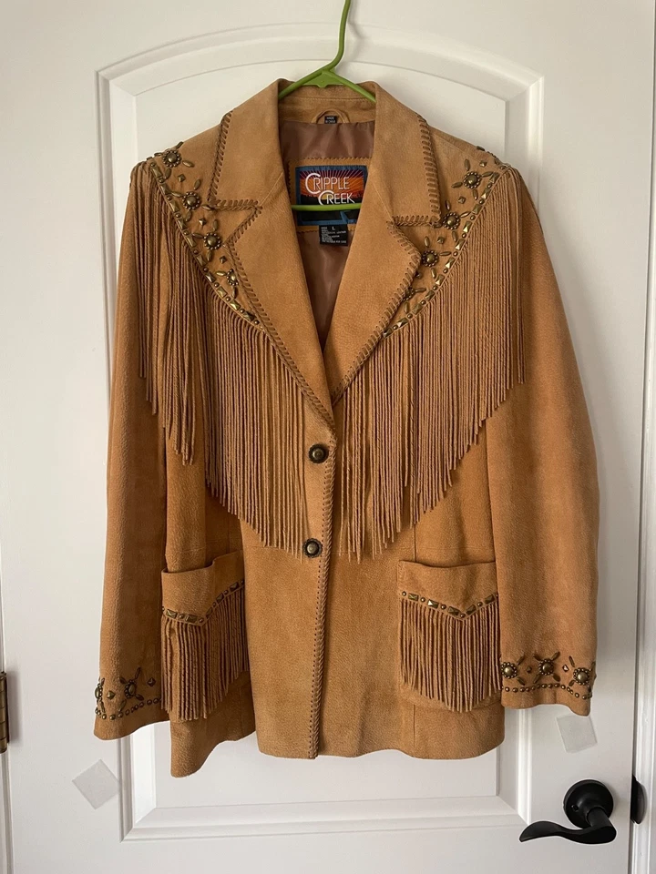Chaqueta vintage con flecos de cuero Cripple Creek para mujer talla L Foto 1 de 4