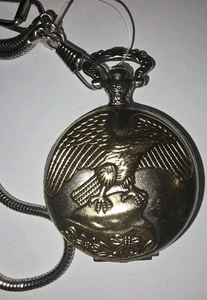 Vtg GENEVA Eagle Pocket Watch Quartz Chain Japan Movt Made in China Fob Gift - Picture 1 of 6