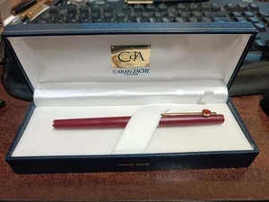 MINT SWISS CARAN d`ACHE MATT BURGUNDY BORDEAUX ROLLER BALL PEN NEVER USED BOXED - Picture 1 of 10