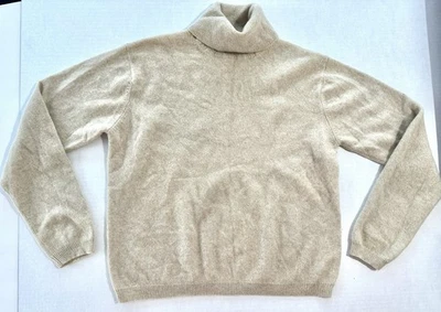 Lord & Taylor 100% 2 Ply Cashmere Turtleneck Sweater Pullover Tan - Image 1 of 4