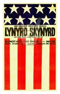 PÓSTER VOLANTE CONCIERTO FESTIVAL LYNYRD SKYNYRD 1971 11x17 BANDERA AMERICANA ARTE POP - Imagen 1 de 1