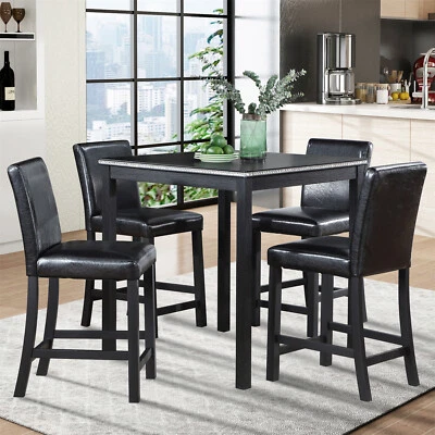 5 Piece Dining Table Set Wooden Dining Table w/ 4 Chairs for Kitchen Dining Room - Image 1 of 4