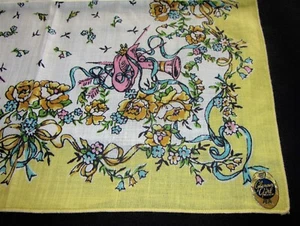 Vintage Hankie Floral Glamour Girl Cheery and Colorful Foil Label - Picture 1 of 3