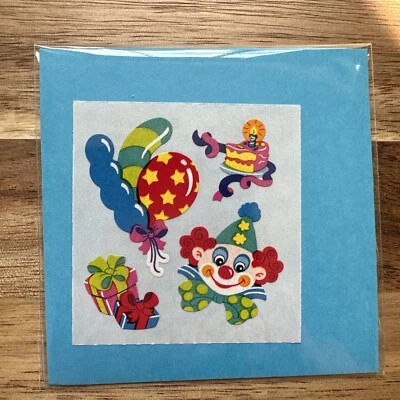 Vintage Stickers - Sandylion Birthday Circus Clowns Mod Balloons Cake Presents - Image 1 of 3