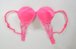 Victoria's Secret PINK Push Up Bra 34 C Underwire Pink/White - Picture 1 of 5