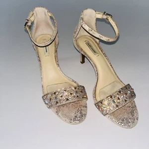 ALEX MARIE HEELS WOMEN’S 6.5 LEATHER BLING GEMS RHINESTONE WEDDING HOLIDAY Shoes - Picture 1 of 10