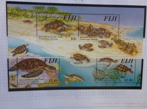 1997 FIJI HAWKSBILL TURTLE 4 STAMP MINI SHEET MINT STAMPS - Picture 1 of 1