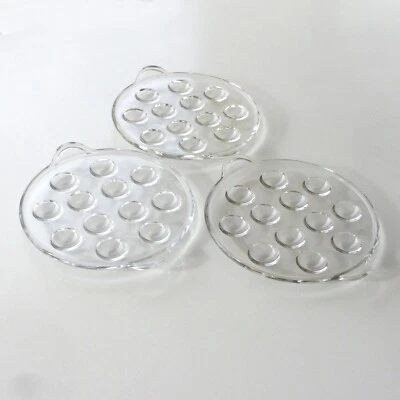 3 Assiettes plats à escargots 3 plats 12 trous Pyrex France -rond Diamètre 22 cm - Photo 1/4