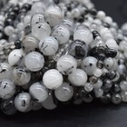 Tourmalinated Quartz Round Beads 4mm 6mm 8mm 10mm - 14", for Jewellery Making