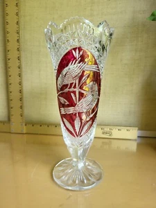 Jarrón de cristal Rubí Byrdes pájaro rojo 9,75" Alemania Nachmann Amaris Hofbauer - Imagen 1 de 8