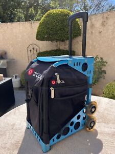 zuca sport sky blue frame black nylon insert rolling school bag suitcase