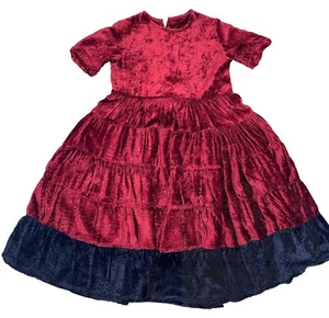 Monsoon crushed Velvet Party long dress red navy 6-7 Easter church classic - Picture 1 of 8