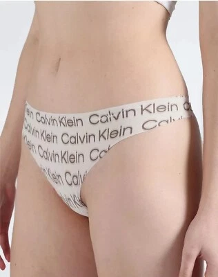 Calvin Klein Women's Invisibles Thong Underwear, Blur Logo Print+silver XS - Image 1 of 4