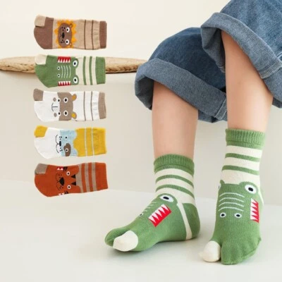 3 pares de calcetines divididos de dos dedos para niños y niñas y niños lindos con estampado animal japonés Tabi cómodo Foto 1 de 4