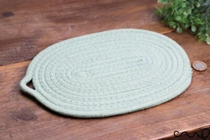 Mint Green Heat Resistant Fabric Trivet Pad for Hot Pan or Pot, Hanging Loop - Picture 1 of 10