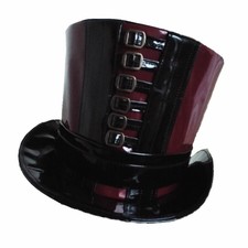 Steampunk Gotico Alto Top Cappello Marrone e Nero Lucido PU, Misura 60 ( Was)