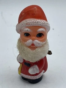 Vintage Japan Kunststoff Weihnachtsmann Brosche Anstecknadel mit flauschigem Bart - Bild 1 von 12