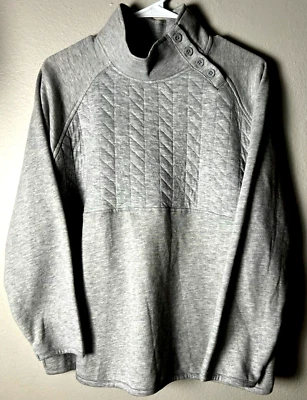 Sudadera clásica para mujer St. John's Bay talla PXXL con botones cuello tortuga gris Foto 1 de 4