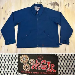HI GEAR - Vtg 1980s Navy Blue Zip Up Dad Skate Golf Jacket, Mens LARGE - Picture 1 of 18