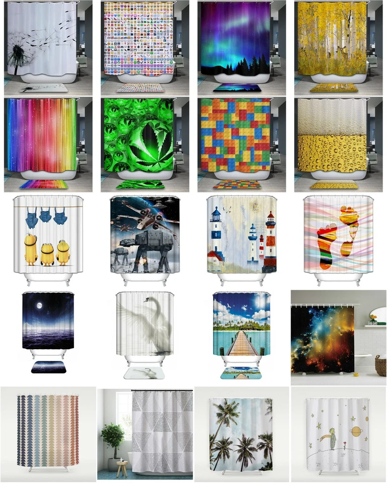 Duschvorhang Textil Badewannenvorhang 180x200cm inkl Ringe Anti Schimmel Design4 - Bild 1 von 1