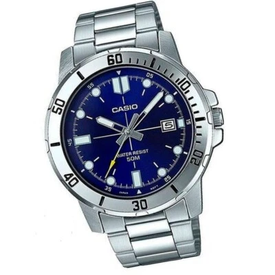CASIO MTP-VD01D-2EVUDF OROLOGIO UOMO ACCIAIO BLU DATA 43mm SOTTOCOSTO - Immagine 1 di 3