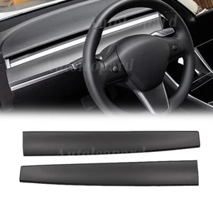 2Pcs Matte Black ABS Car Dashboard Panel Cover Trim For Tesla Model 3/ Y 2019-23 - Picture 1 of 7